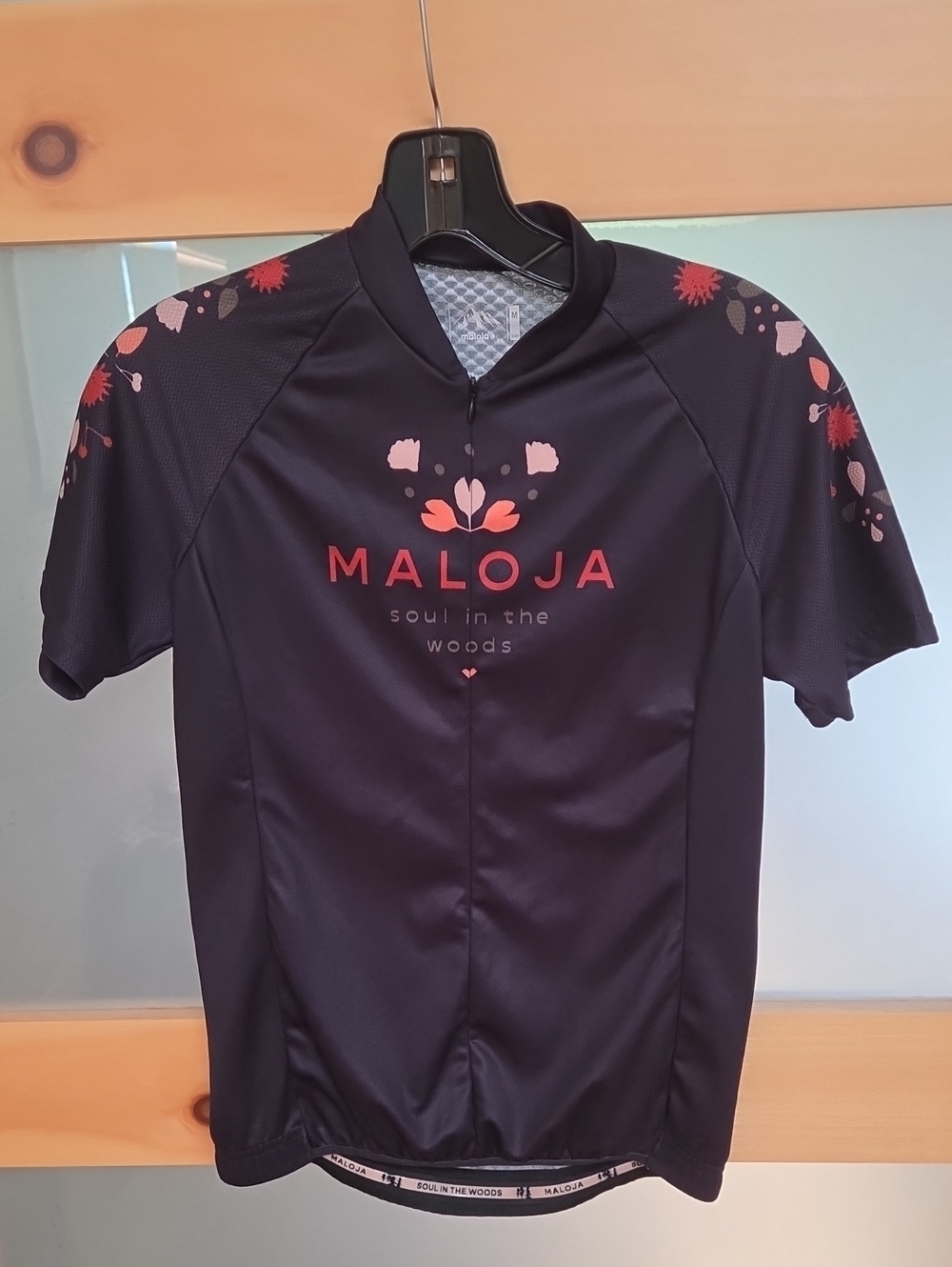 Women's Maloja Black Cycling Jersey with Autumnal Colors -3/4 Zip, Size M